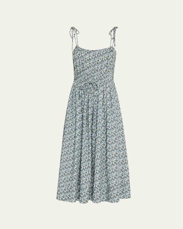 Millie Floral Tie-Strap Midi Dress